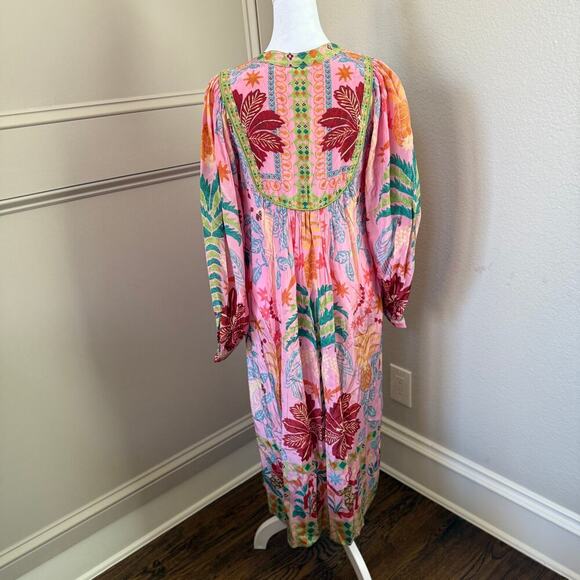 NWT FARM RIO Pink Fruits Queen Scarf Midi Dress Sz XS $295 - Picture 7 of 9